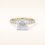 2.58 CT Princess Shaped Pave Moissanite Engagement Ring