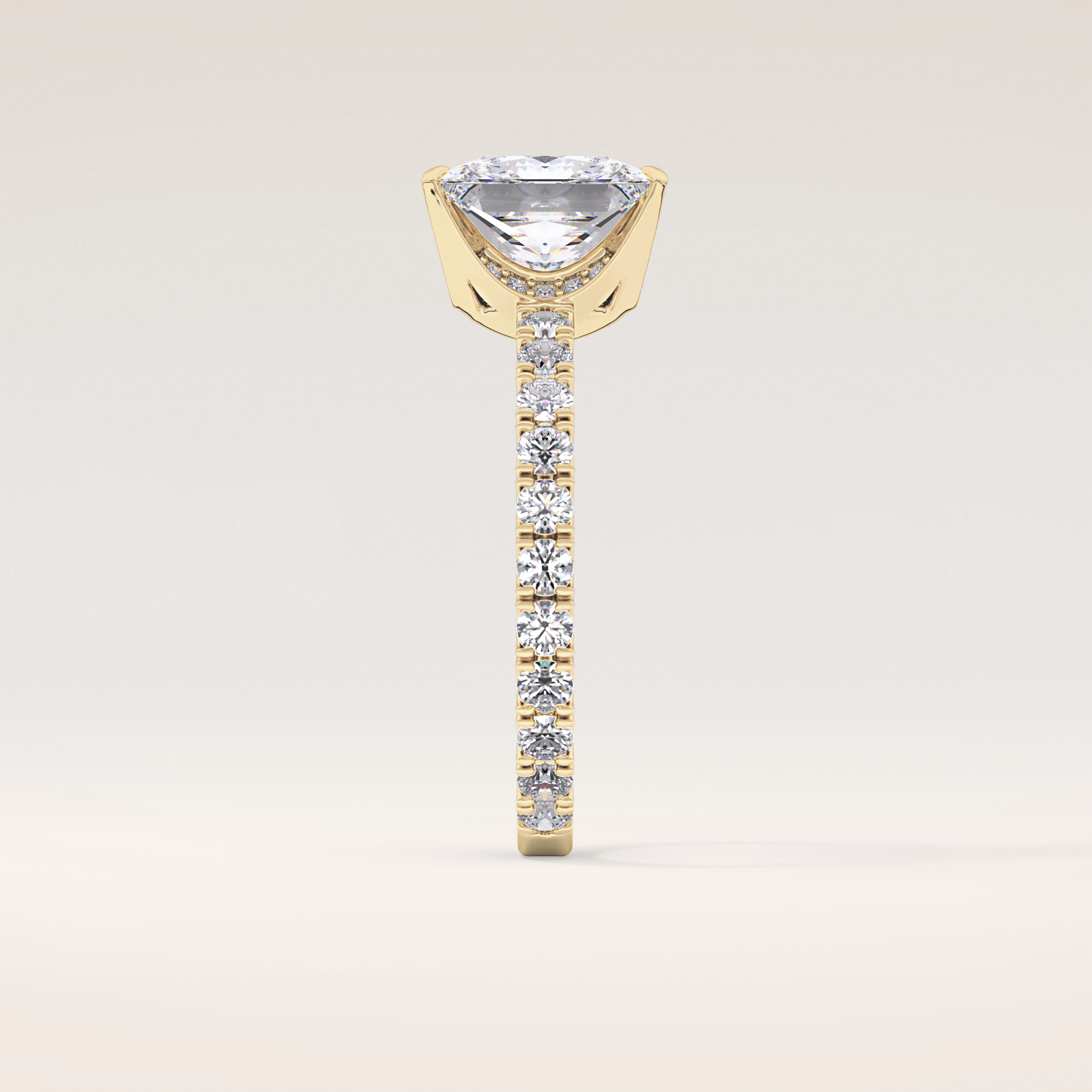 2.58 CT Princess Shaped Pave Moissanite Engagement Ring