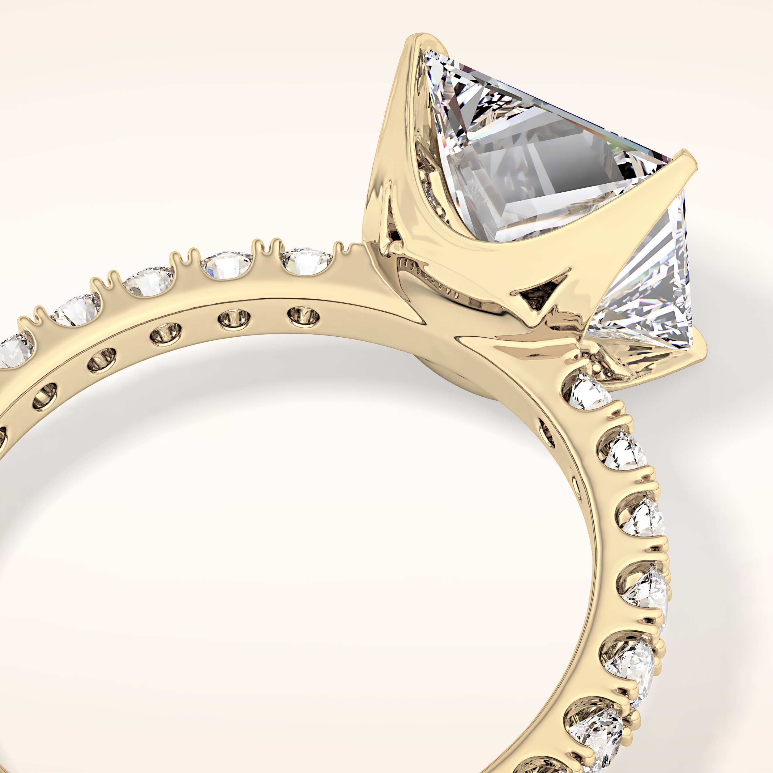 2.58 CT Princess Shaped Pave Moissanite Engagement Ring