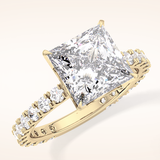 2.58 CT Princess Shaped Pave Moissanite Engagement Ring