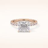 2.58 CT Princess Shaped Pave Moissanite Engagement Ring