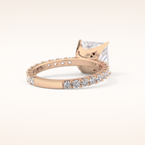 2.58 CT Princess Shaped Pave Moissanite Engagement Ring