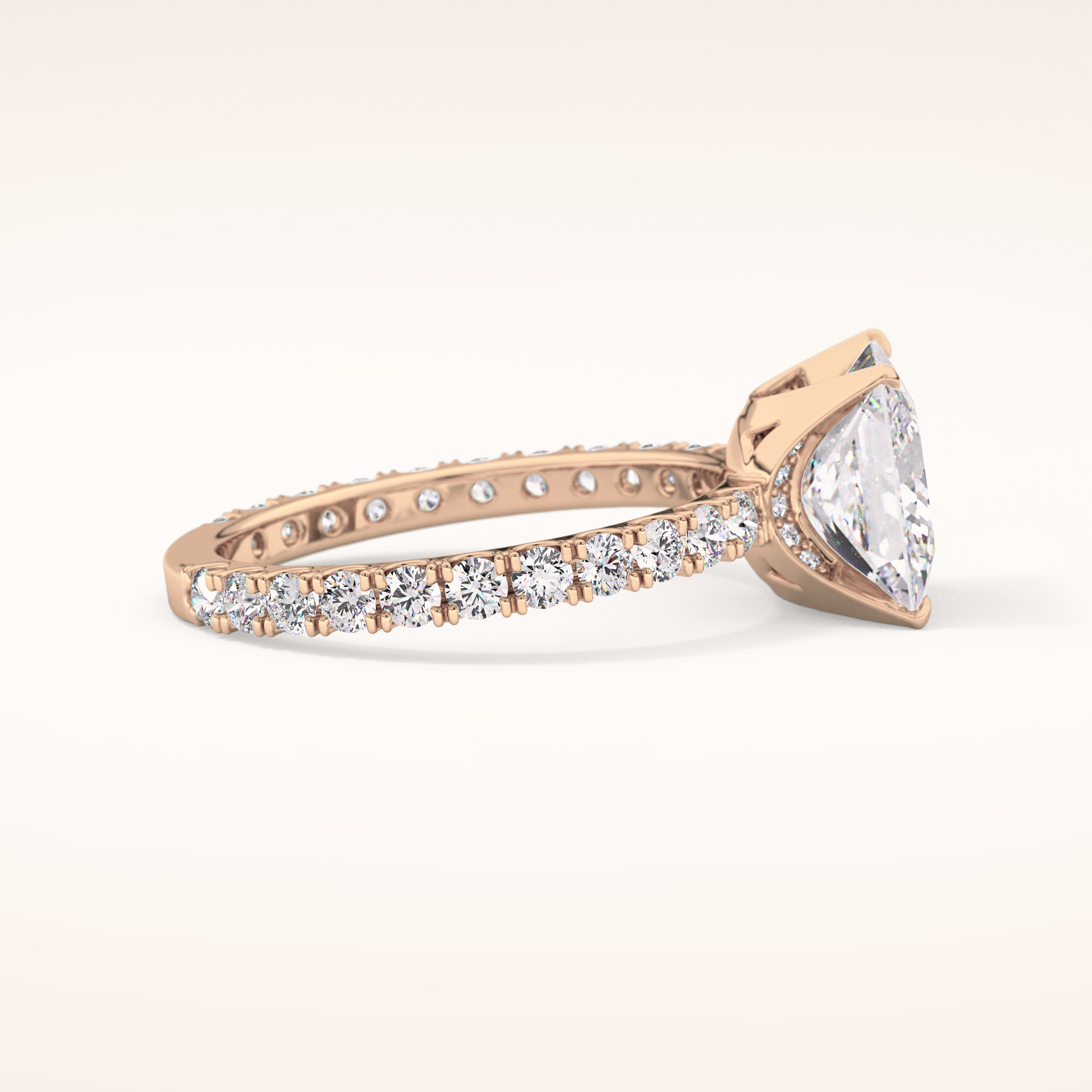 2.58 CT Princess Shaped Pave Moissanite Engagement Ring
