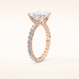 2.58 CT Princess Shaped Pave Moissanite Engagement Ring