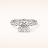 2.58 CT Princess Shaped Pave Moissanite Engagement Ring