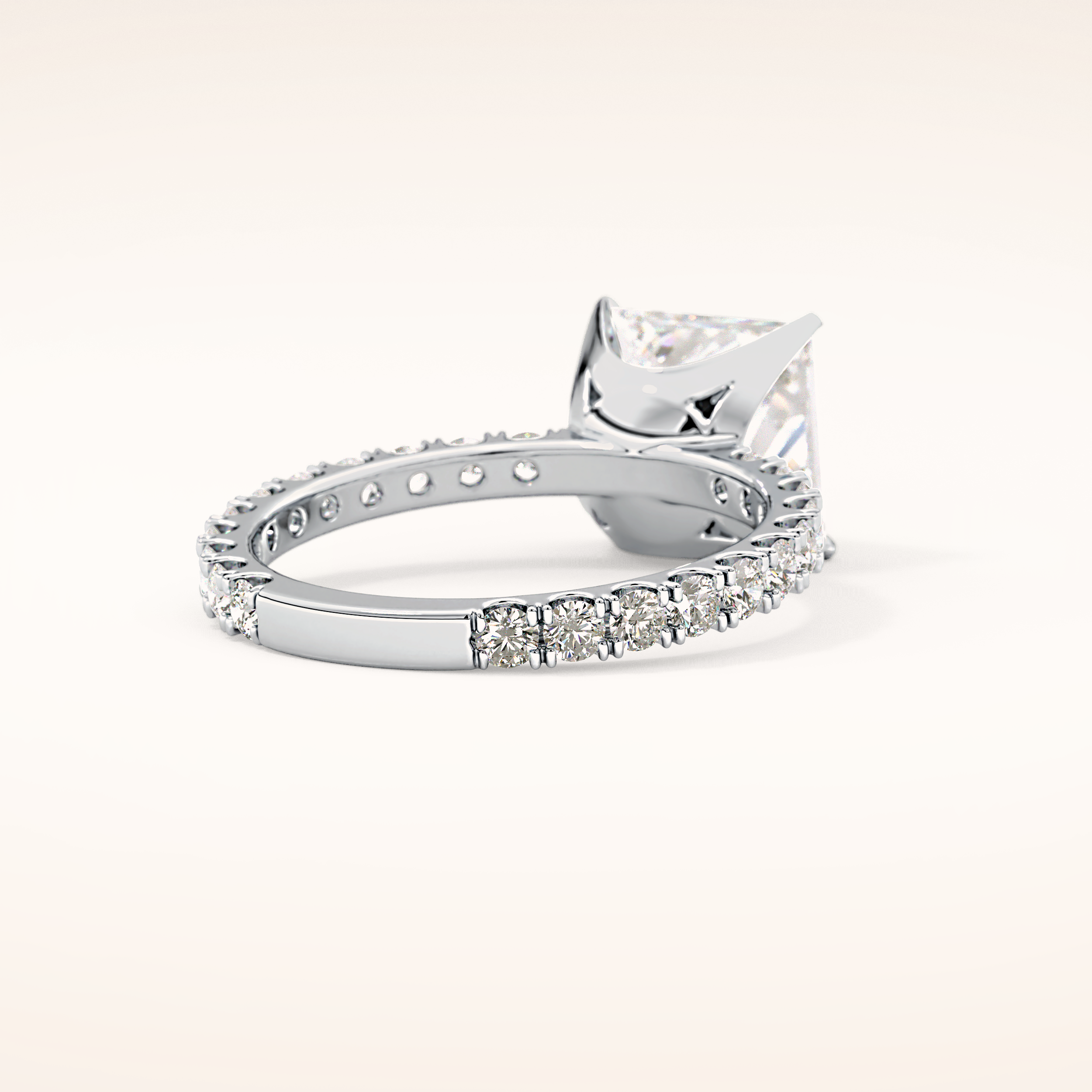 2.58 CT Princess Shaped Pave Moissanite Engagement Ring