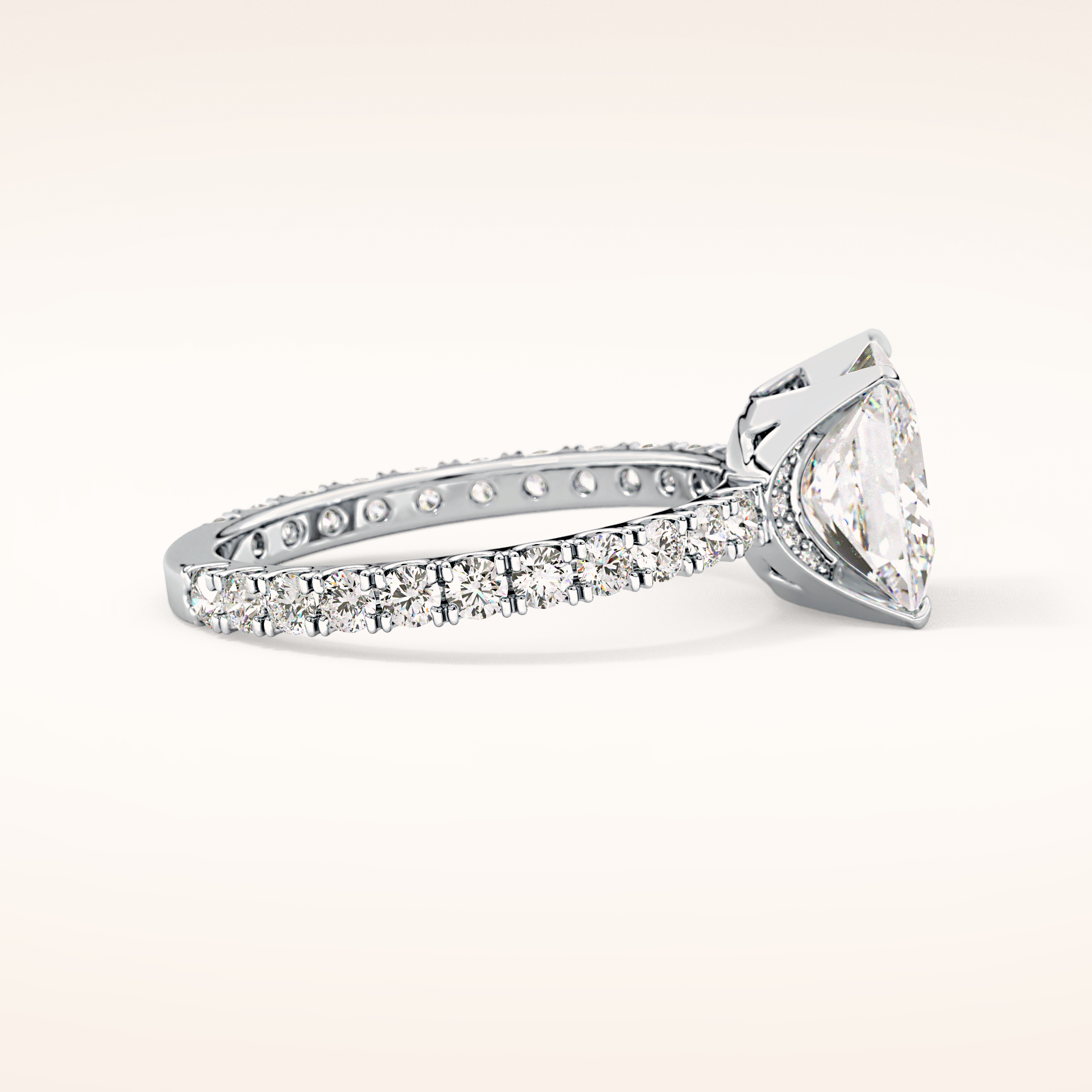 2.58 CT Princess Shaped Pave Moissanite Engagement Ring