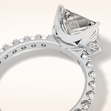 2.58 CT Princess Shaped Pave Moissanite Engagement Ring