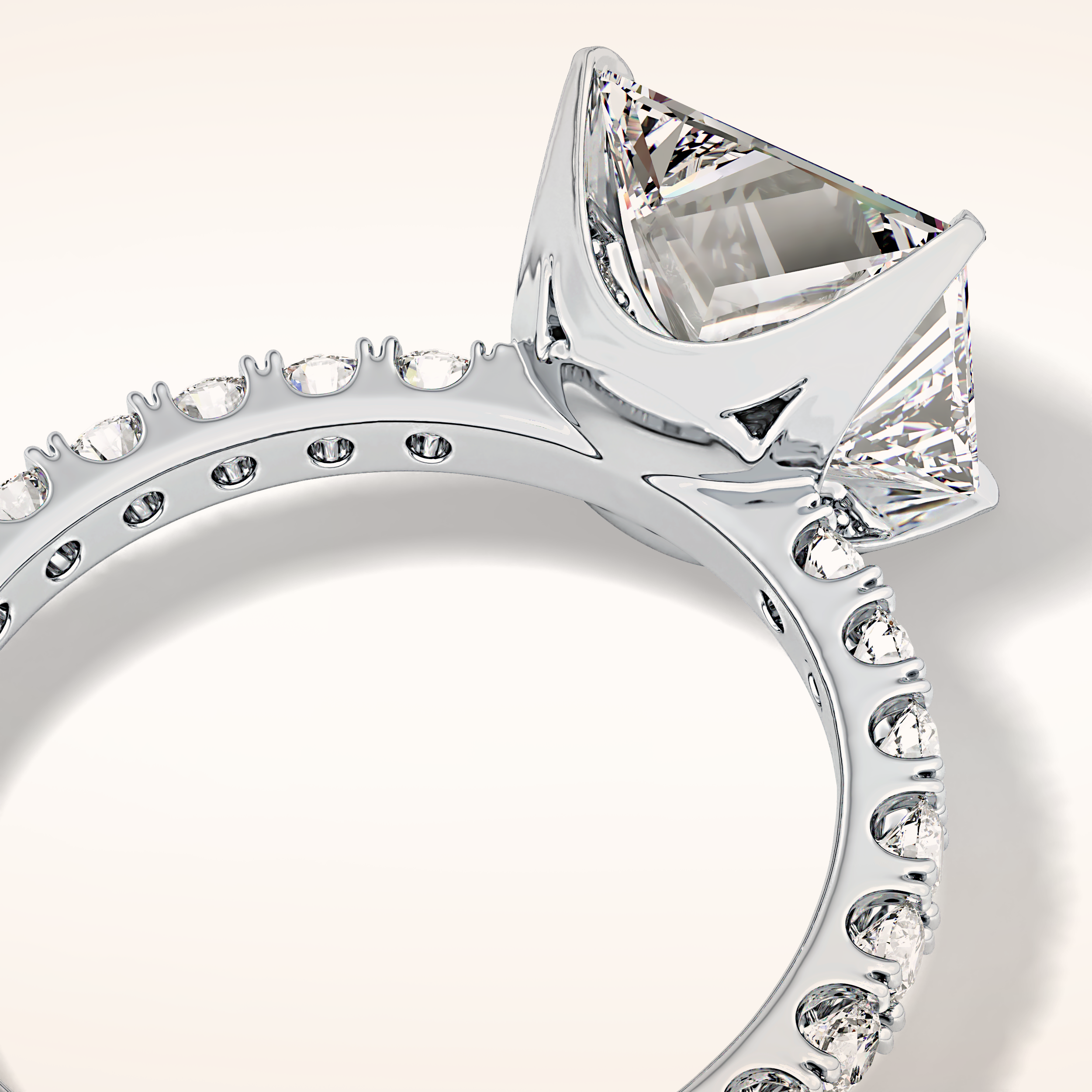 2.58 CT Princess Shaped Pave Moissanite Engagement Ring