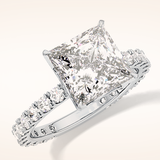 2.58 CT Princess Shaped Pave Moissanite Engagement Ring
