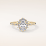 0.66 CT Oval Shaped Halo & Pave Moissanite Engagement Ring
