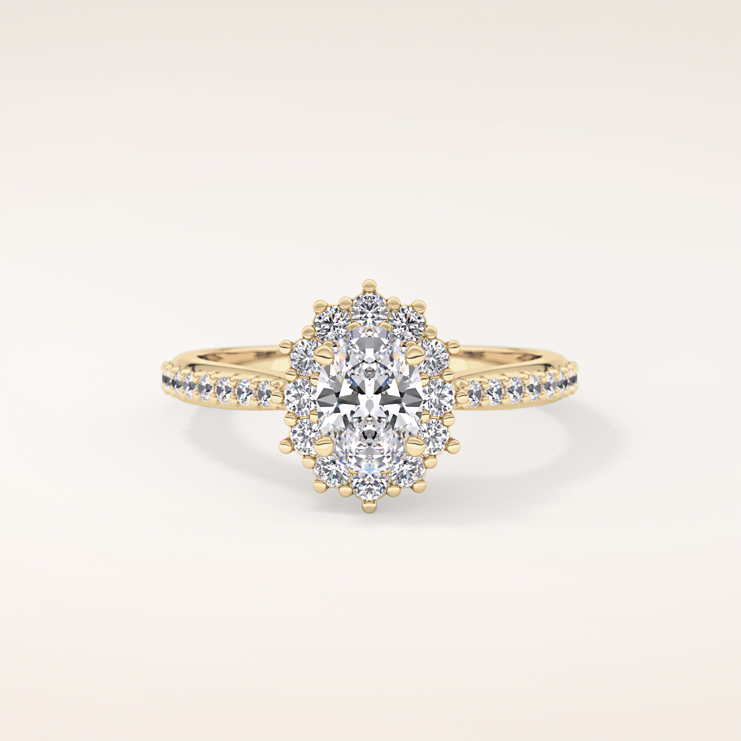 0.66 CT Oval Shaped Halo & Pave Moissanite Engagement Ring