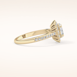 0.66 CT Oval Shaped Halo & Pave Moissanite Engagement Ring