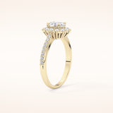 0.66 CT Oval Shaped Halo & Pave Moissanite Engagement Ring