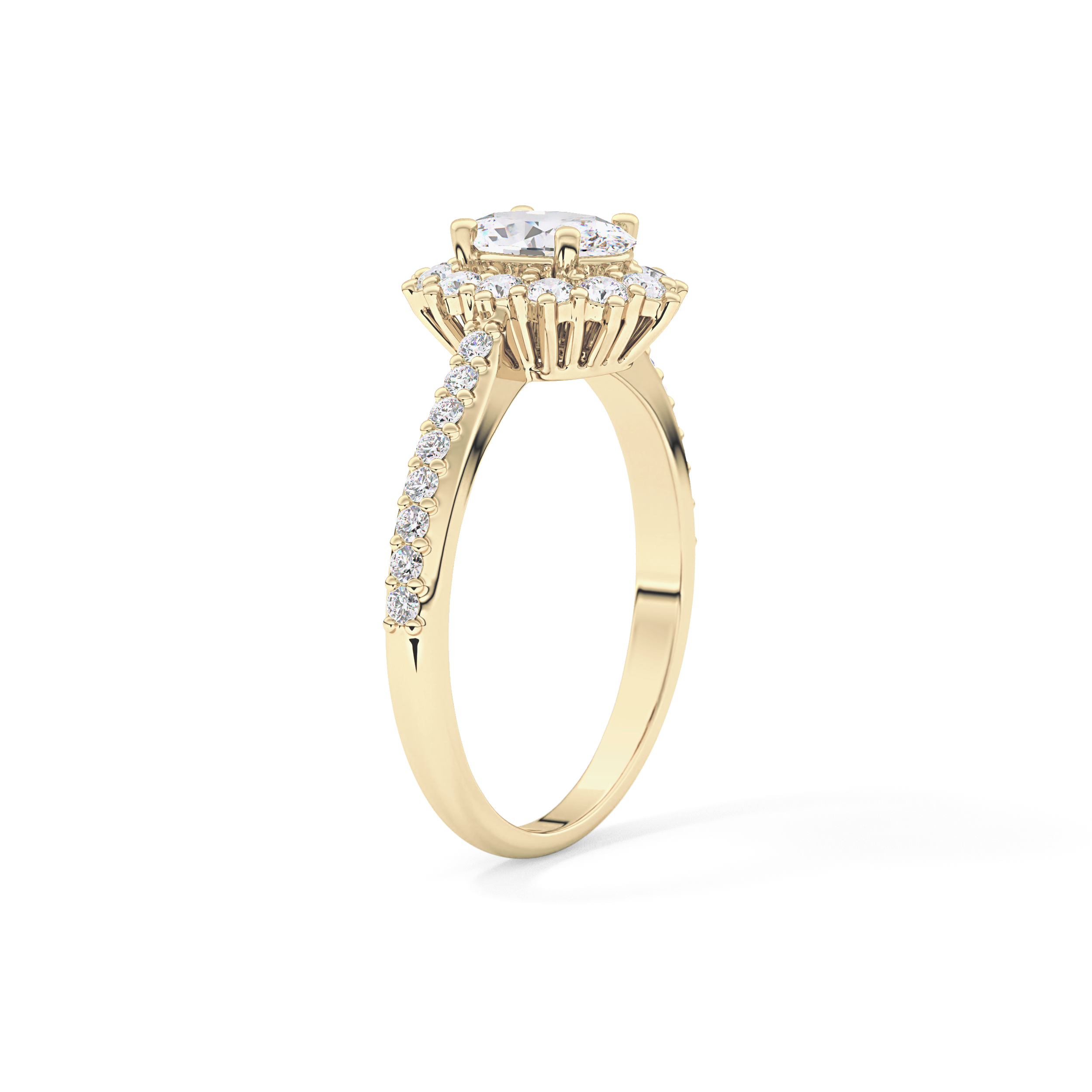 Oval Halo & Pave Lab Grown Diamond Engagement Ring