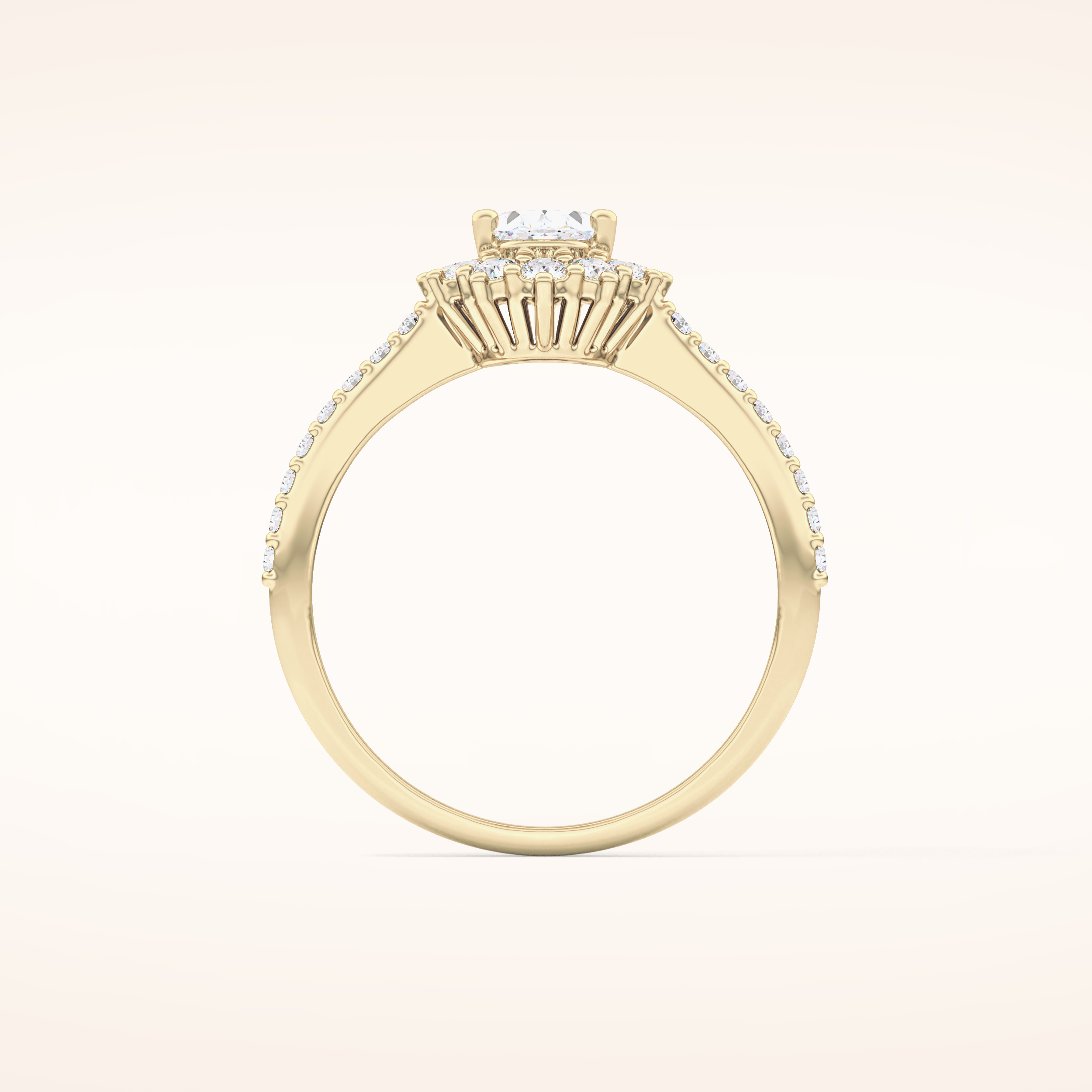 0.66 CT Oval Shaped Halo & Pave Moissanite Engagement Ring