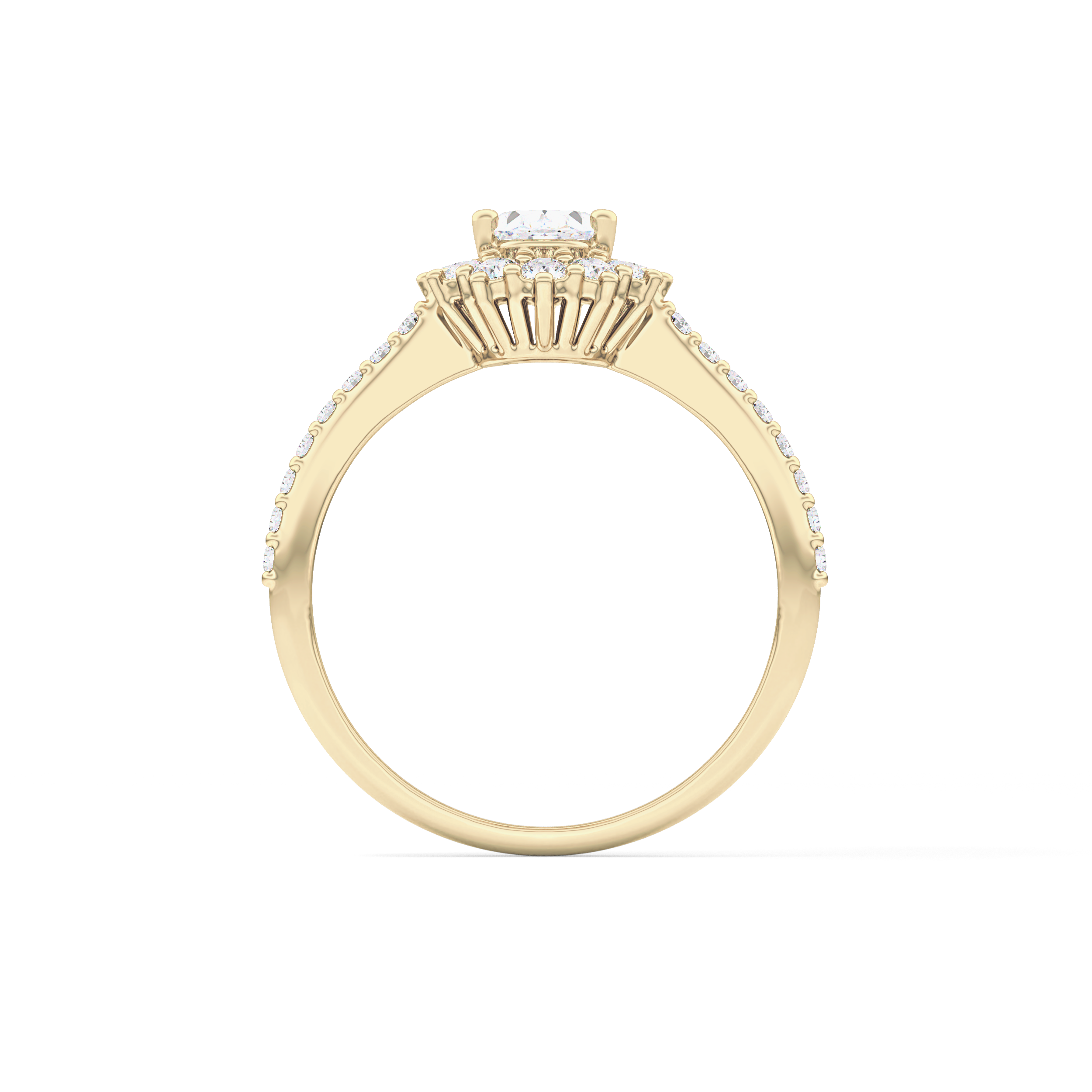 Oval Halo & Pave Lab Grown Diamond Engagement Ring