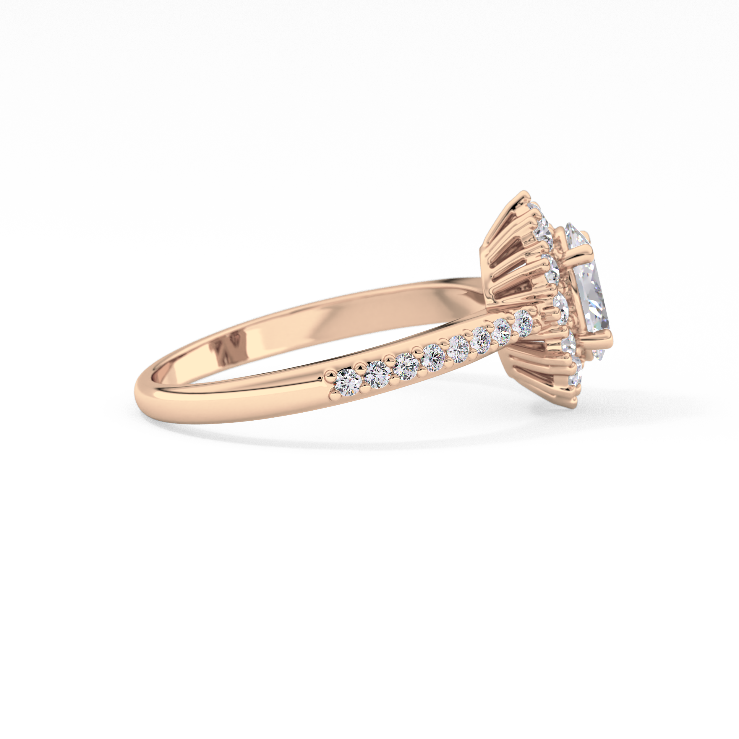 Oval Halo & Pave Lab Grown Diamond Engagement Ring