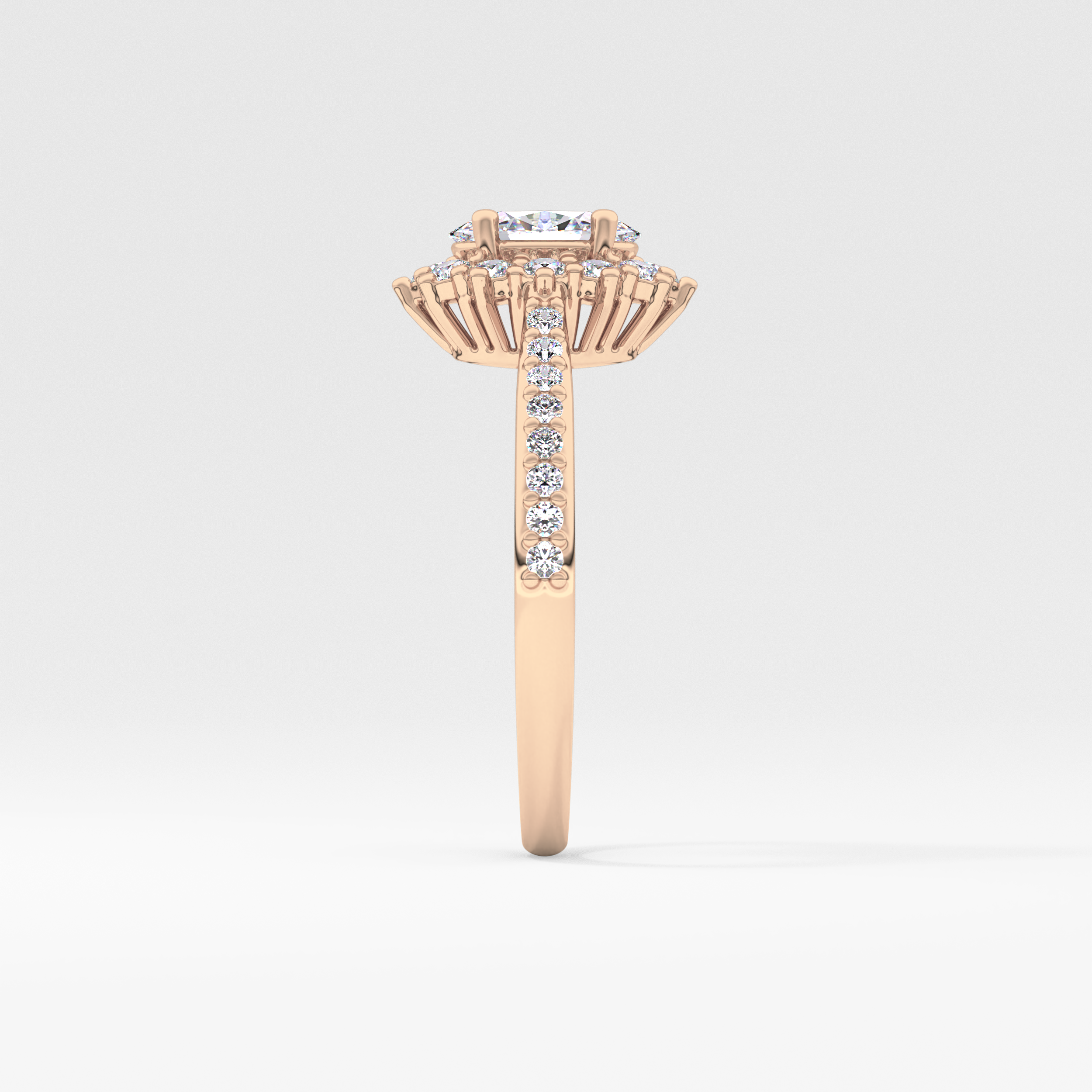 Oval Halo & Pave Lab Grown Diamond Engagement Ring