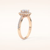 0.66 CT Oval Shaped Halo & Pave Moissanite Engagement Ring
