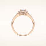 0.66 CT Oval Shaped Halo & Pave Moissanite Engagement Ring