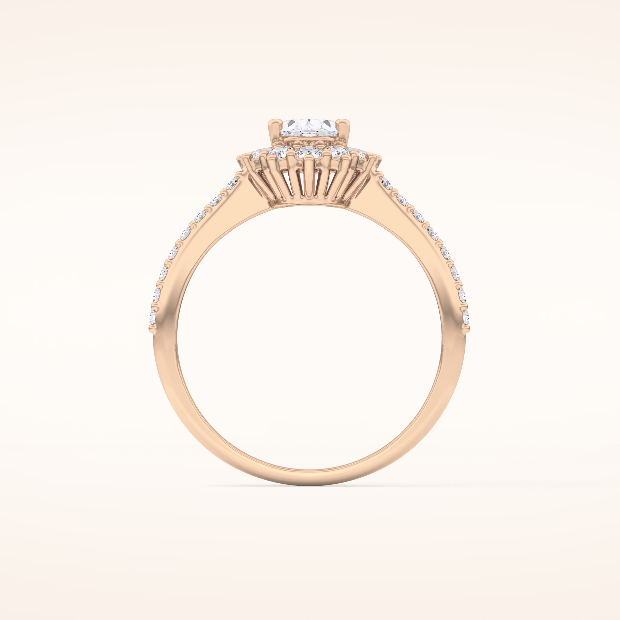 0.66 CT Oval Shaped Halo & Pave Moissanite Engagement Ring