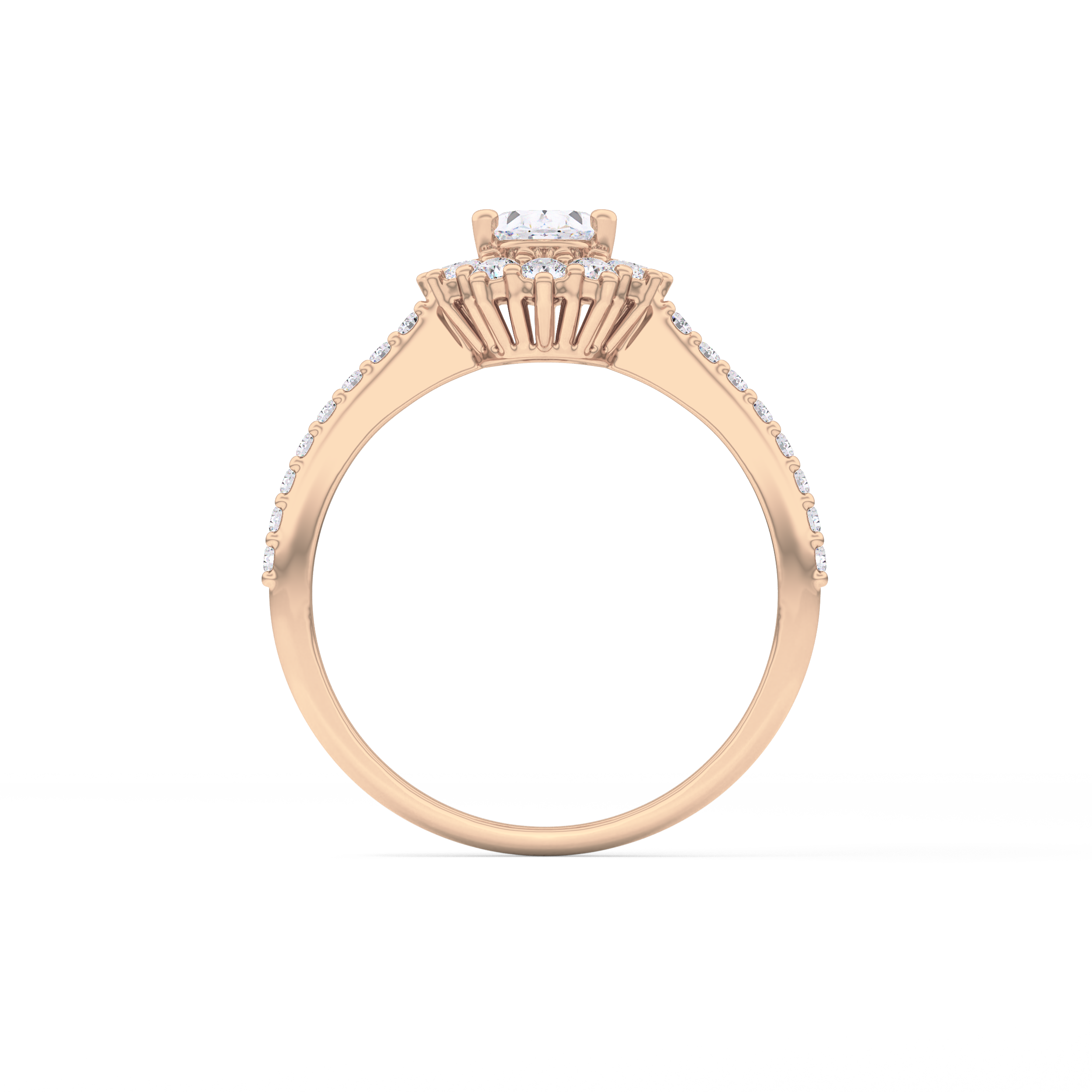 Oval Halo & Pave Lab Grown Diamond Engagement Ring
