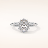 0.66 CT Oval Shaped Halo & Pave Moissanite Engagement Ring