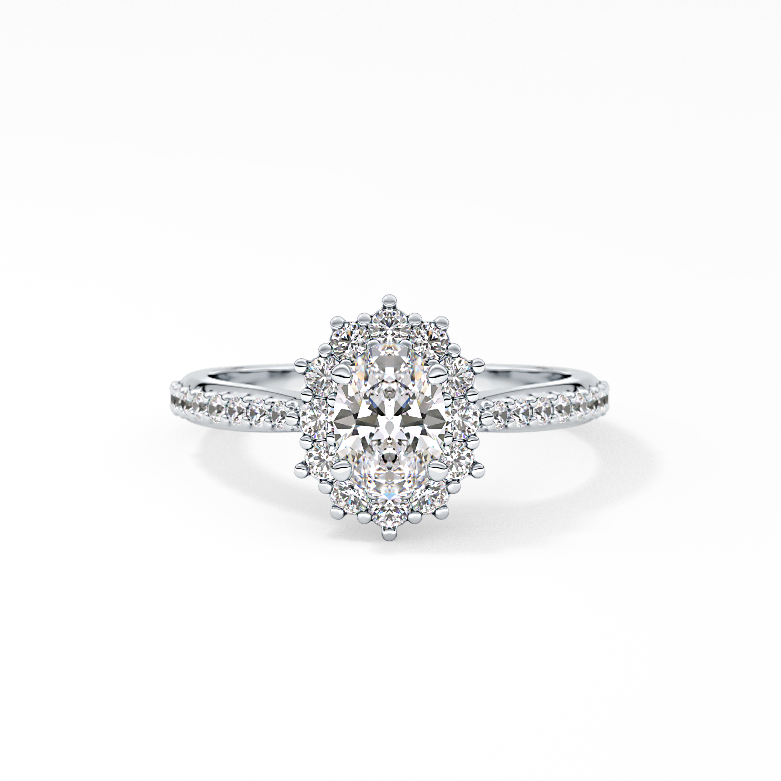 Oval Halo & Pave Lab Grown Diamond Engagement Ring