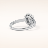 0.66 CT Oval Shaped Halo & Pave Moissanite Engagement Ring