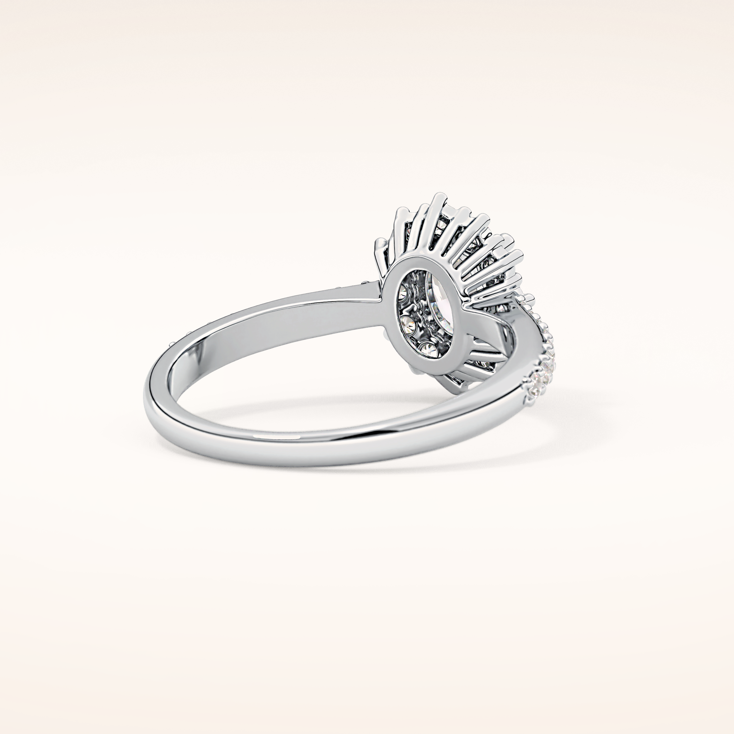 0.66 CT Oval Shaped Halo & Pave Moissanite Engagement Ring