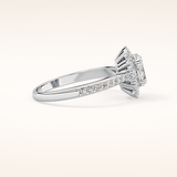 0.66 CT Oval Shaped Halo & Pave Moissanite Engagement Ring