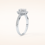 0.66 CT Oval Shaped Halo & Pave Moissanite Engagement Ring
