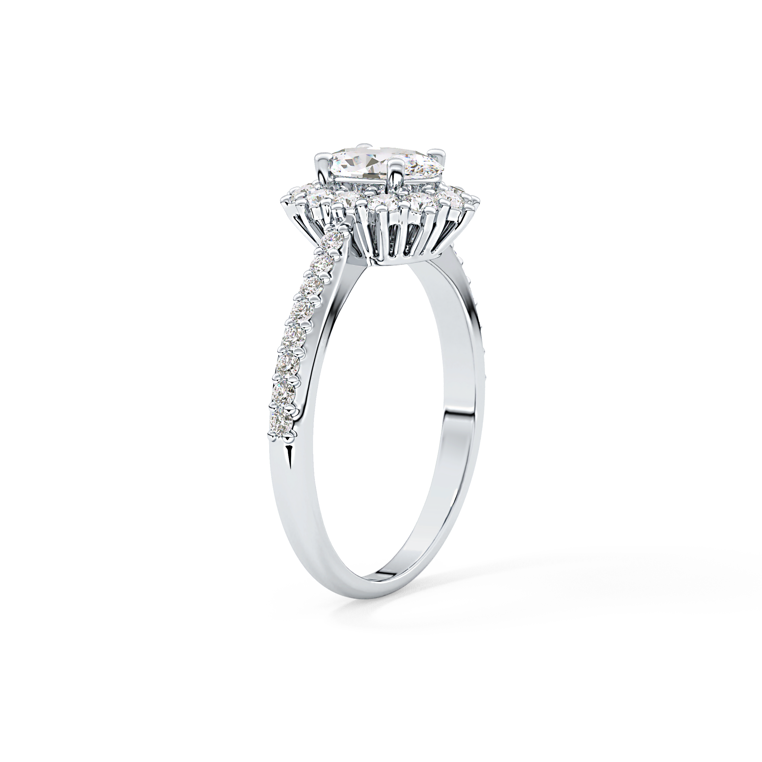 Oval Halo & Pave Lab Grown Diamond Engagement Ring