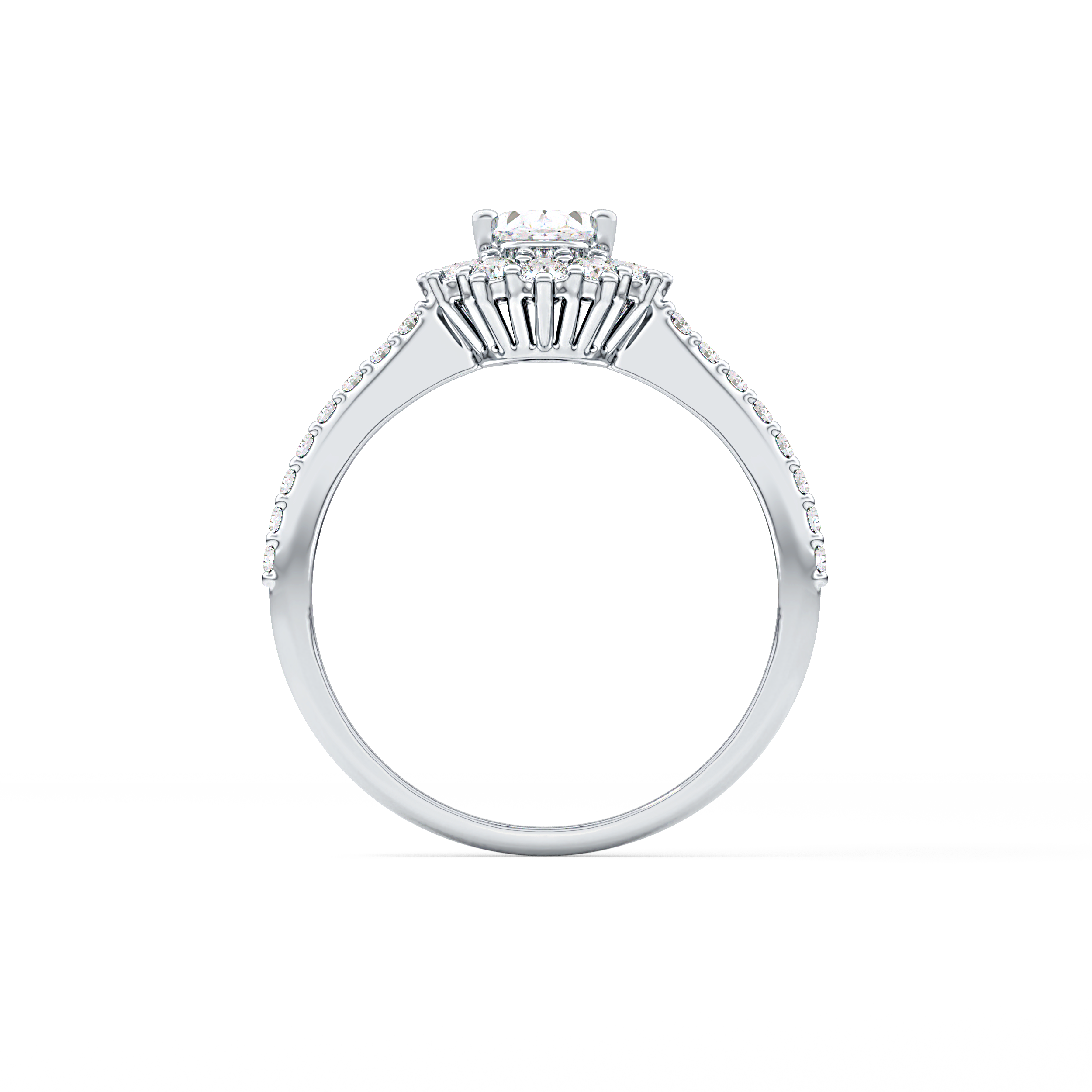 Oval Halo & Pave Lab Grown Diamond Engagement Ring