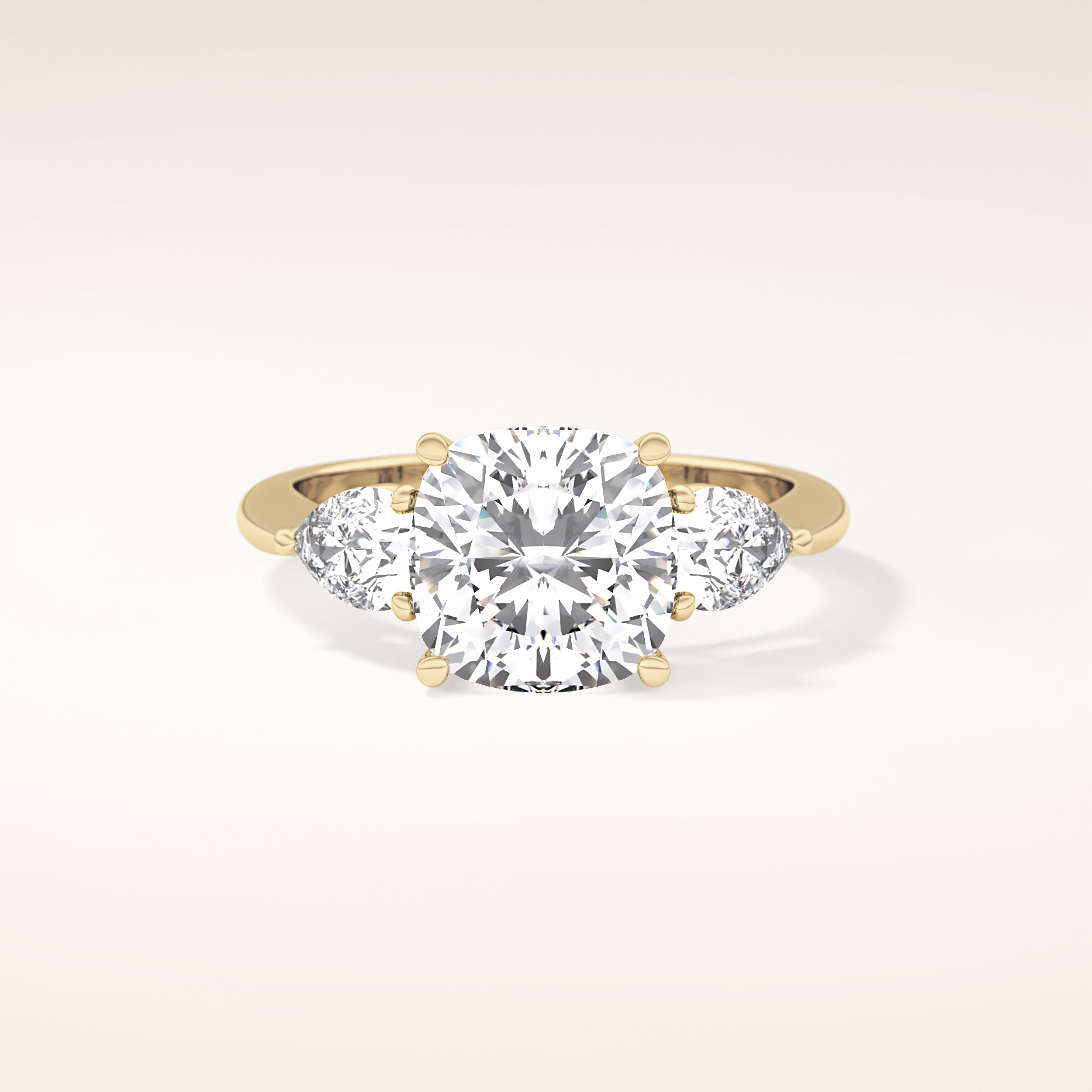 3.19 CT Cushion Shaped Three Stone Moissanite Engagement Ring