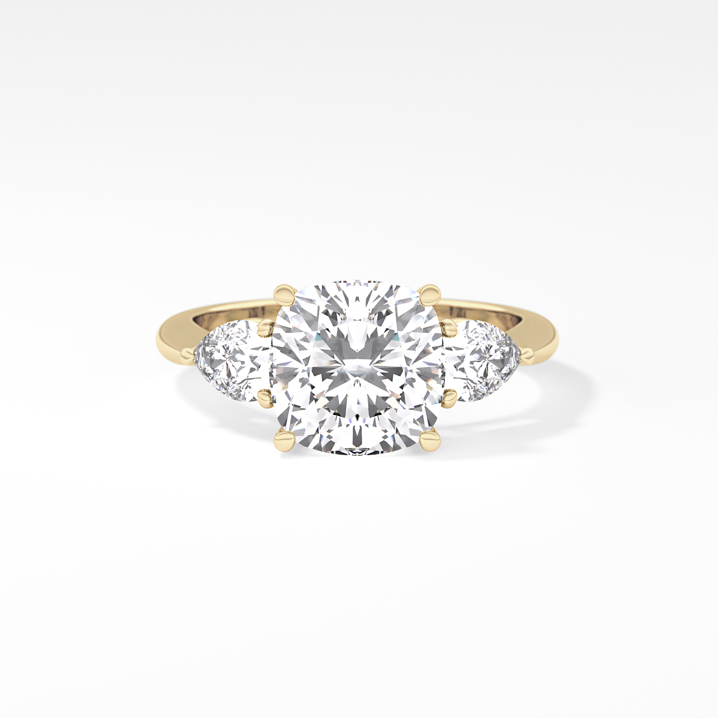 Cushion Three Stone Lab Grown Diamond Engagement Ring
