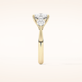 3.19 CT Cushion Shaped Three Stone Moissanite Engagement Ring