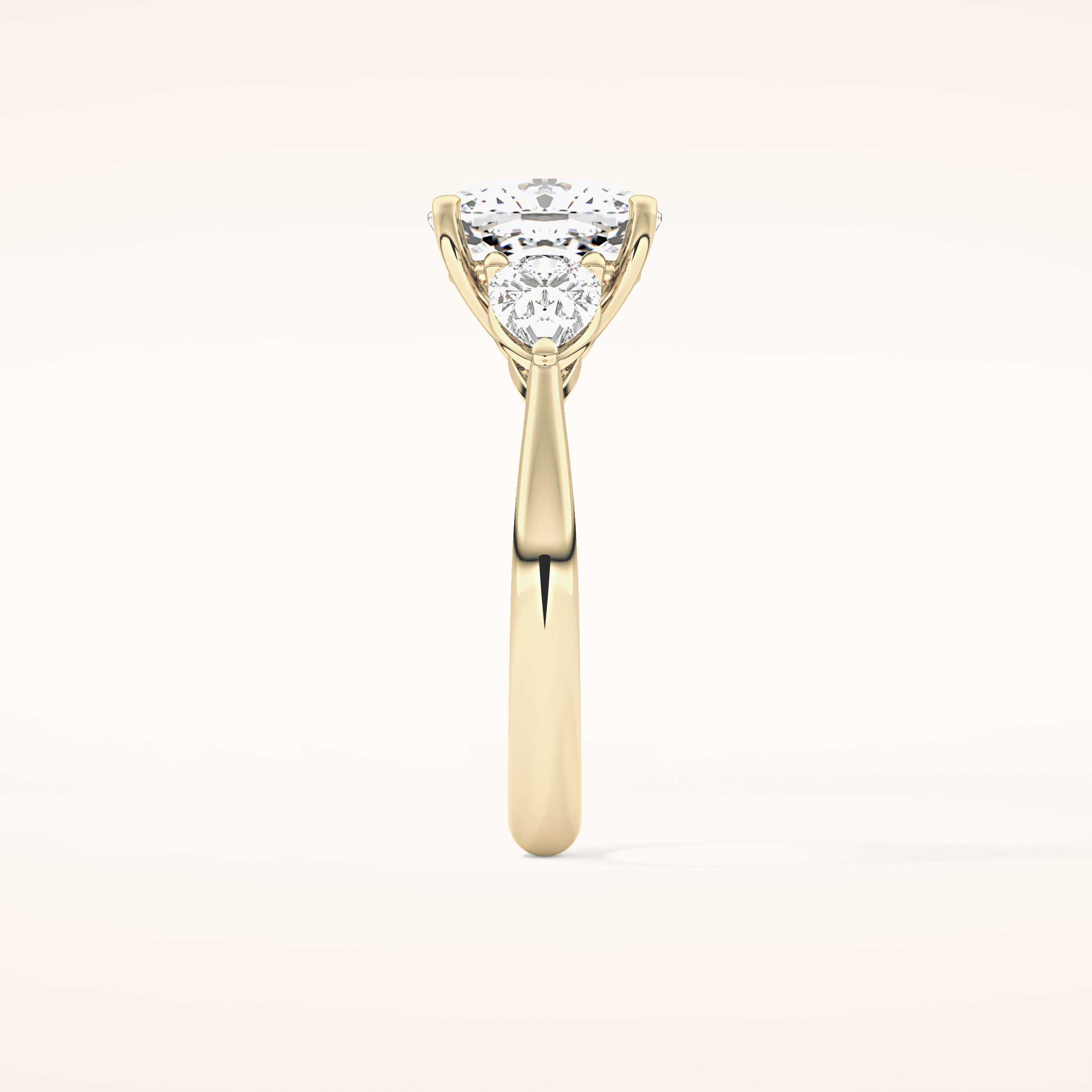 3.19 CT Cushion Shaped Three Stone Moissanite Engagement Ring