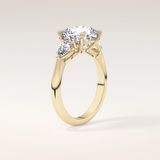 3.19 CT Cushion Shaped Three Stone Moissanite Engagement Ring