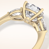 3.19 CT Cushion Shaped Three Stone Moissanite Engagement Ring
