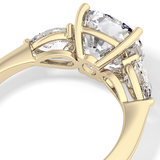 Cushion Three Stone Lab Grown Diamond Engagement Ring