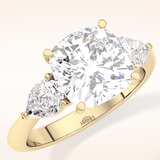 3.19 CT Cushion Shaped Three Stone Moissanite Engagement Ring