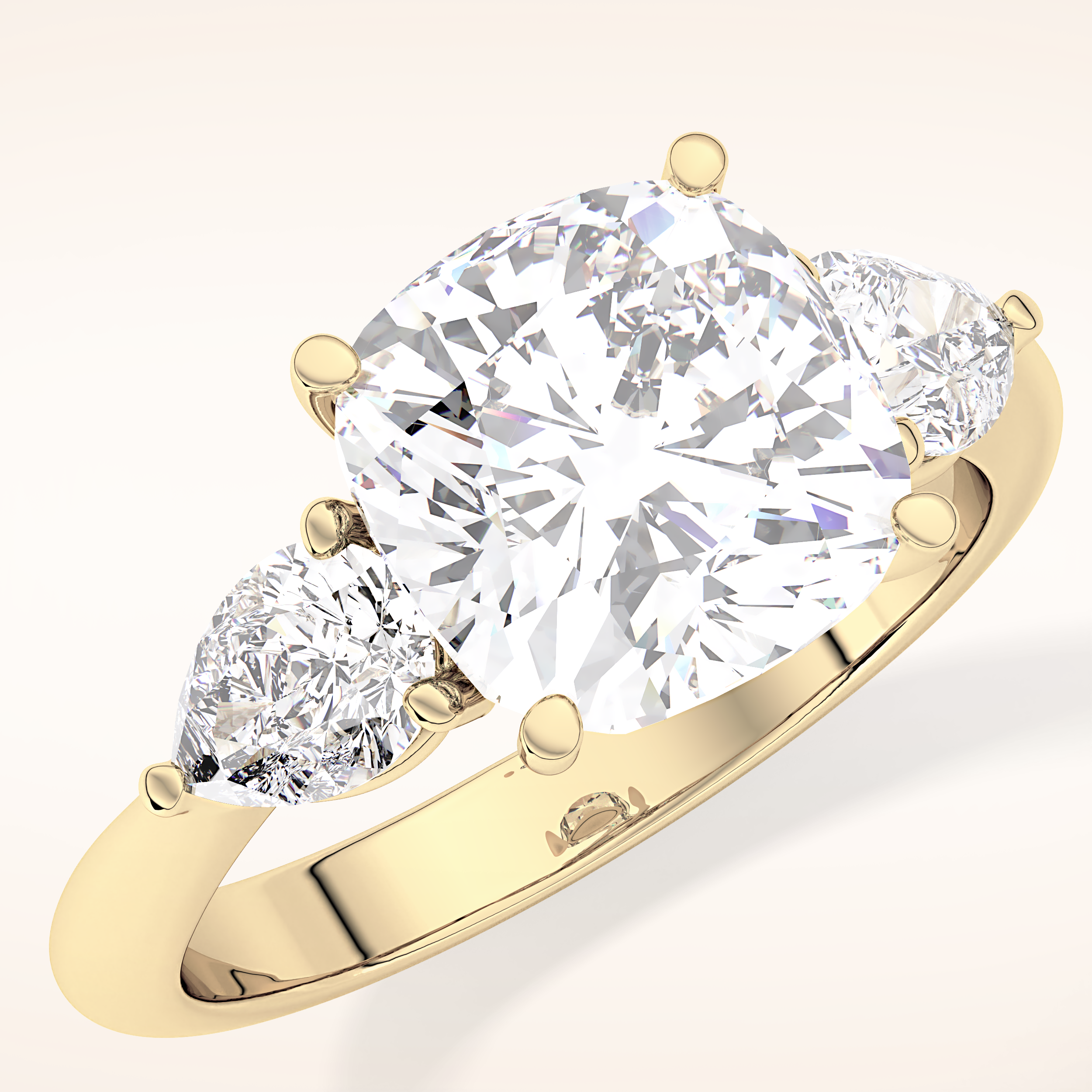 3.19 CT Cushion Shaped Three Stone Moissanite Engagement Ring