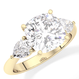 Cushion Three Stone Lab Grown Diamond Engagement Ring