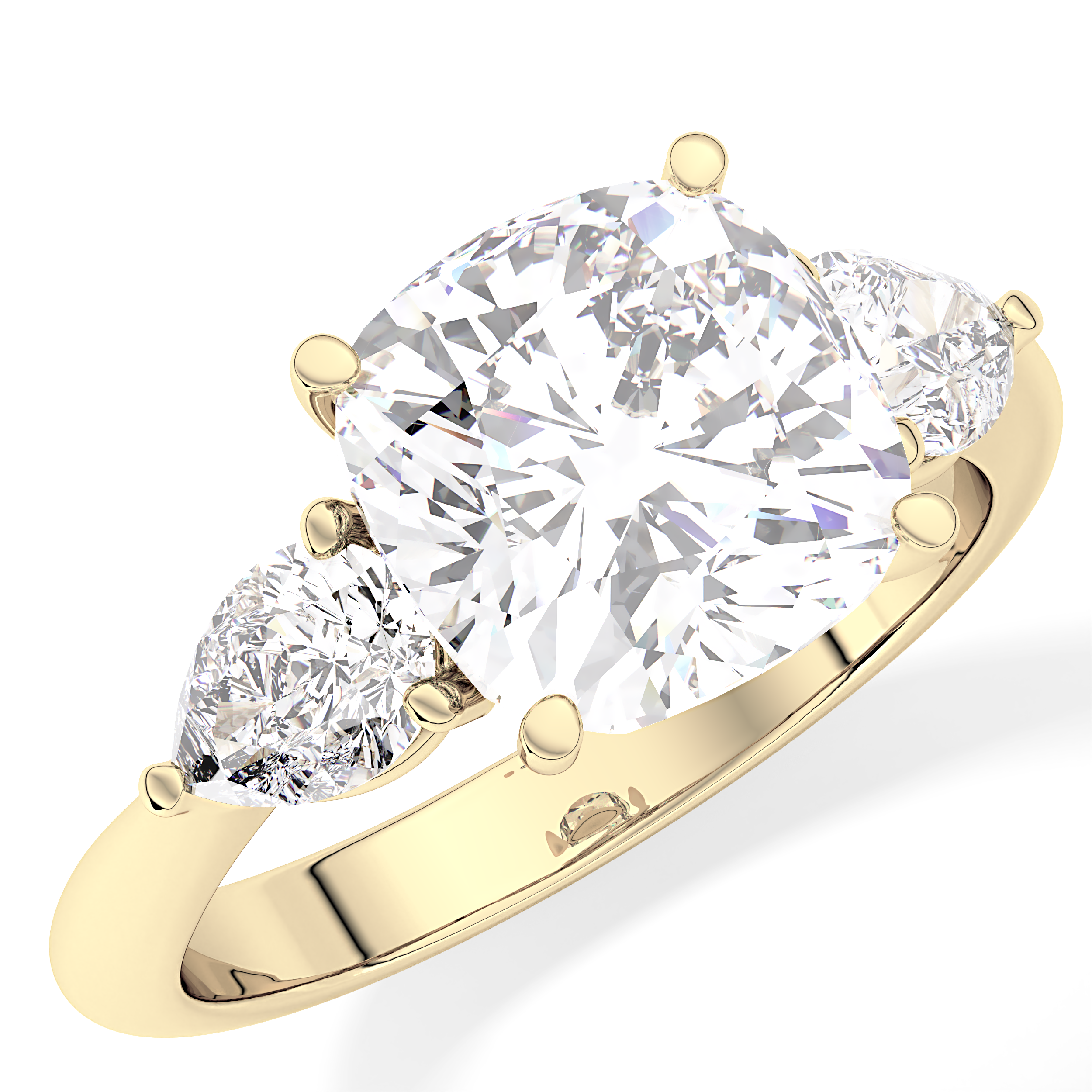 Cushion Three Stone Lab Grown Diamond Engagement Ring