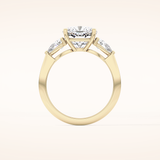 3.19 CT Cushion Shaped Three Stone Moissanite Engagement Ring