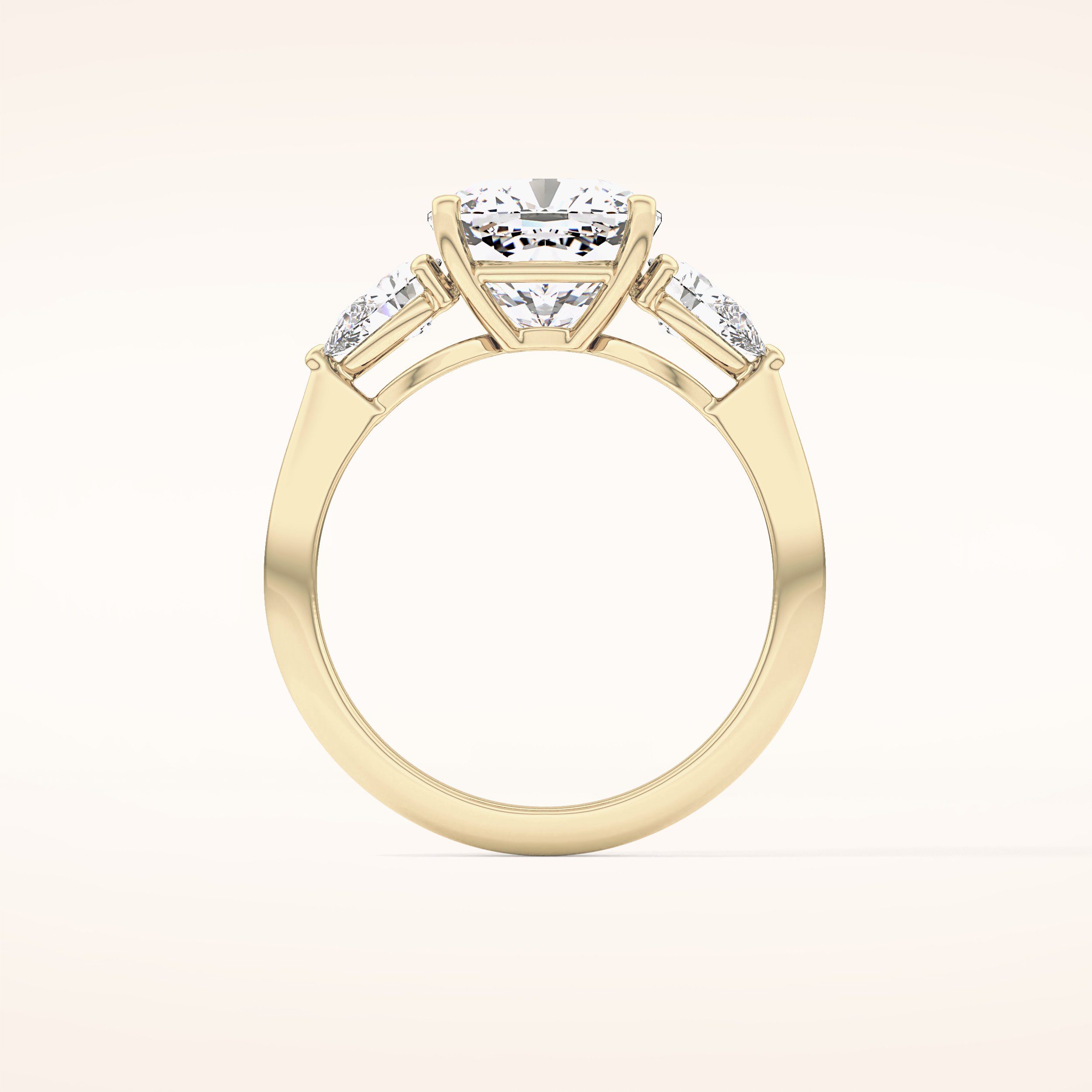 3.19 CT Cushion Shaped Three Stone Moissanite Engagement Ring