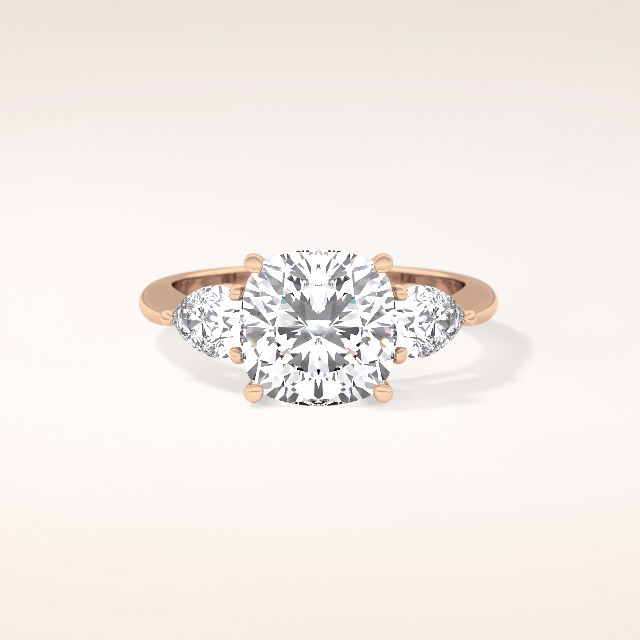 3.19 CT Cushion Shaped Three Stone Moissanite Engagement Ring