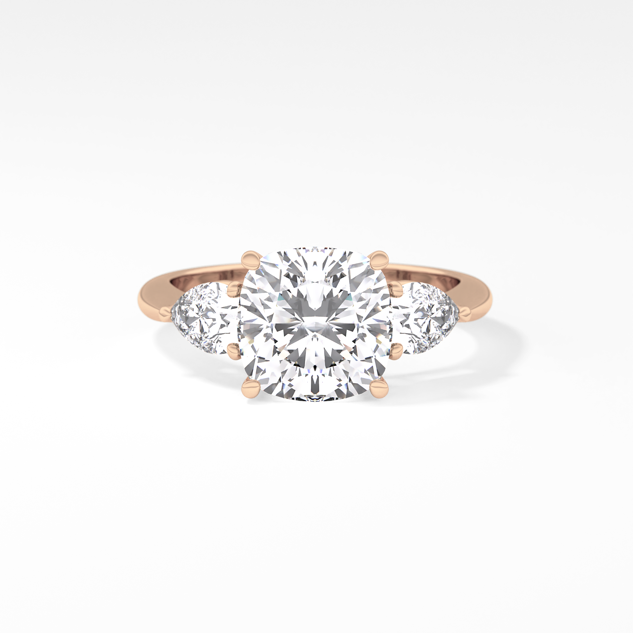 Cushion Three Stone Lab Grown Diamond Engagement Ring